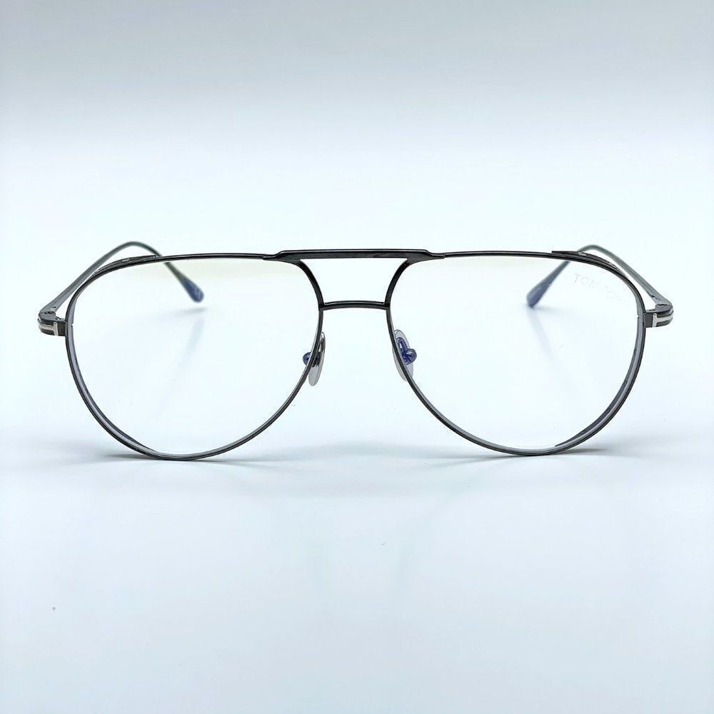 NEW Tom Ford TF5658 008 Shiny Gunmetal Aviator Unisex Eyeglasses - Picture 7 of 13